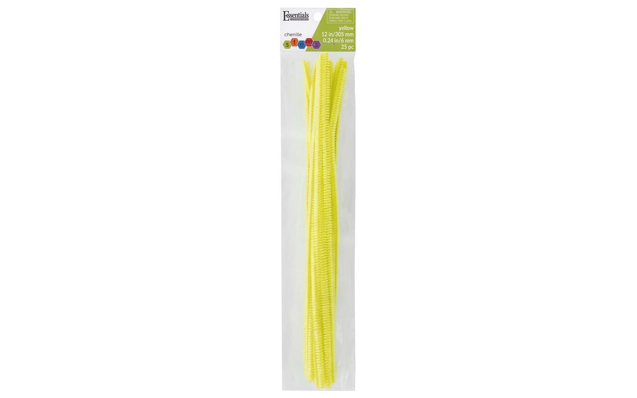 Essentials By Leisure Arts Arts Chenille Stem 12&#x22; 6mm Yellow 25pc